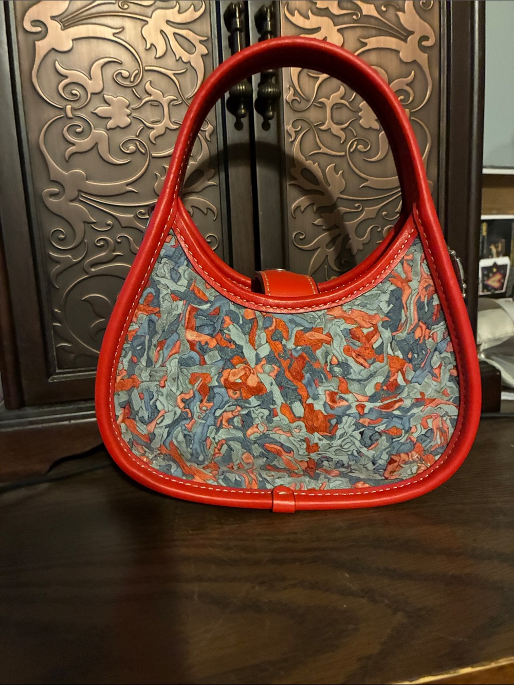 Coach Red Trim Multicolor Abstract Mini Shoulder Bag - Picture 4 of 5